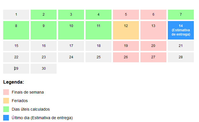 Calculadora de dias úteis.